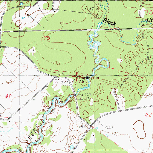 Topographic Map of Darlington Church, LA