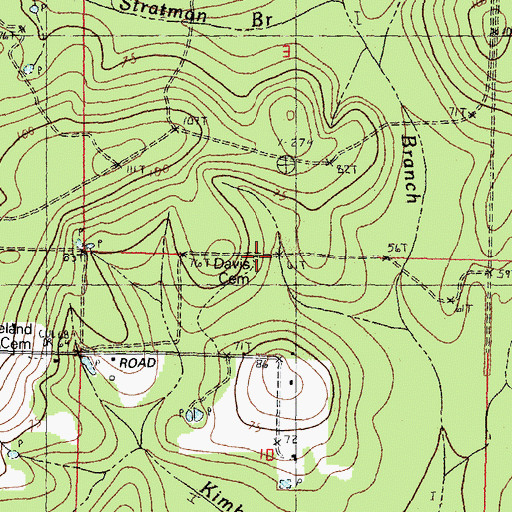 Topographic Map of Davis Cemetery, LA