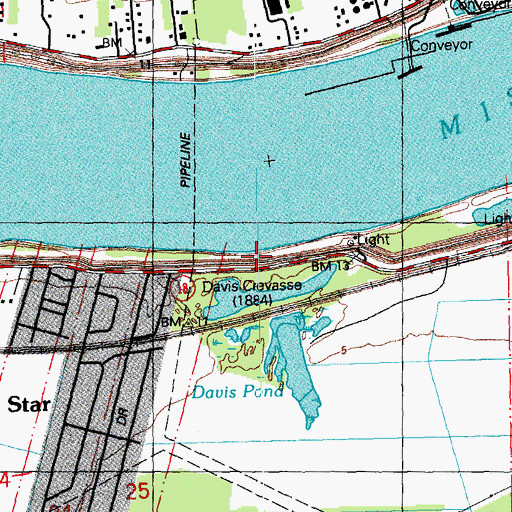 Topographic Map of Davis Crevasse, LA