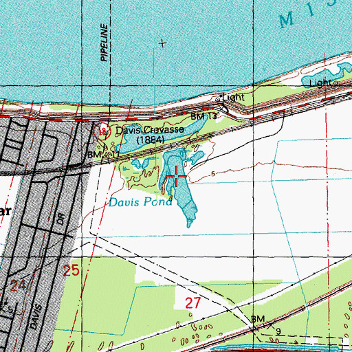 Topographic Map of Davis Pond, LA