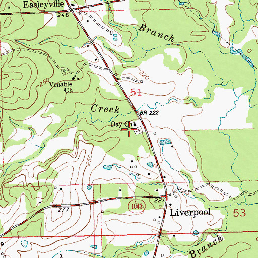 Topographic Map of Day Church, LA