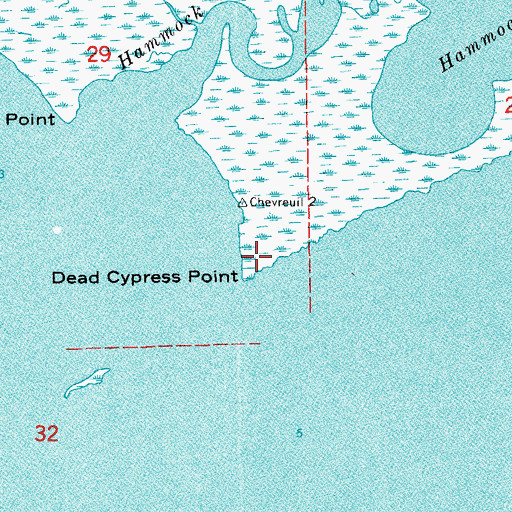 Topographic Map of Dead Cypress Point, LA