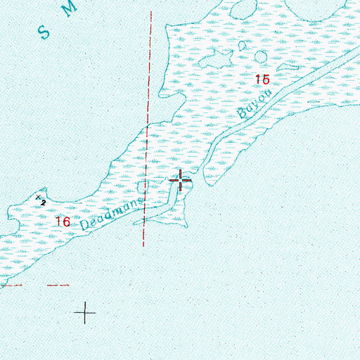 Topographic Map of Deadmans Bayou, LA