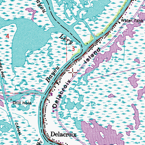 Topographic Map of Delacroix Island, LA