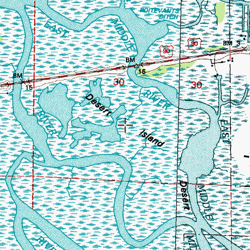 Topographic Map of Desert Island, LA