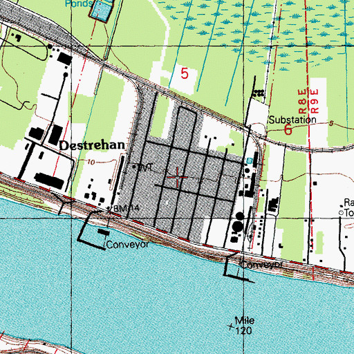 Topographic Map of Destrehan, LA