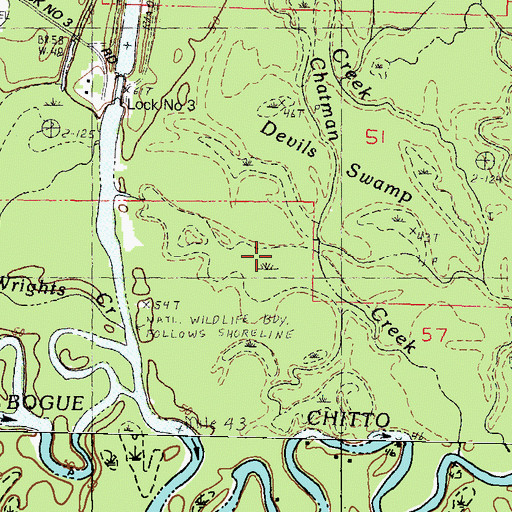 Topographic Map of Devils Swamp, LA