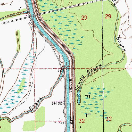Topographic Map of Dick Bayou, LA