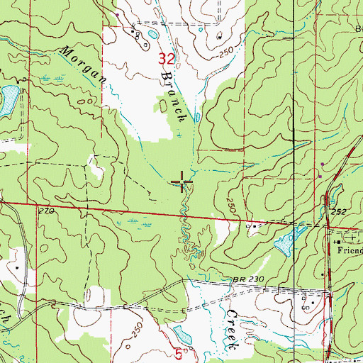 Topographic Map of Warren Branch, AR
