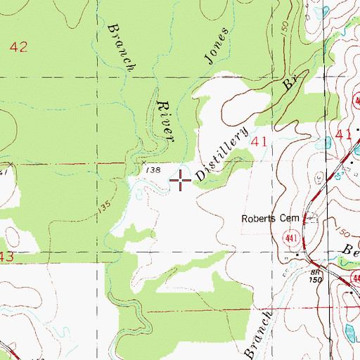 Topographic Map of Distillery Branch, LA