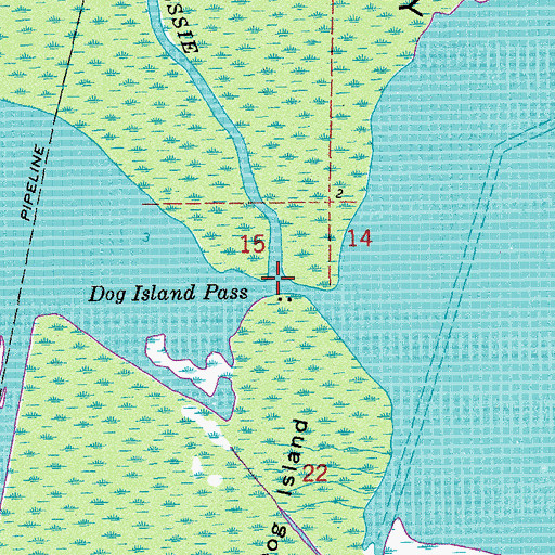 Topographic Map of Dog Island Pass, LA