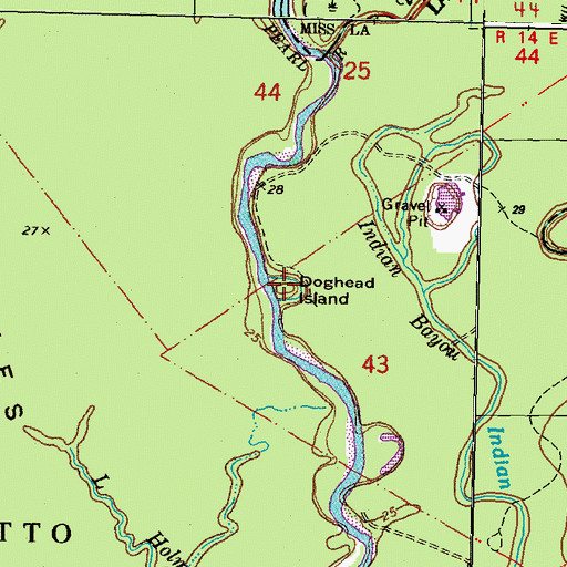 Topographic Map of Doghead Island, LA