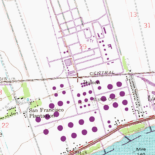 Topographic Map of Dolsen, LA