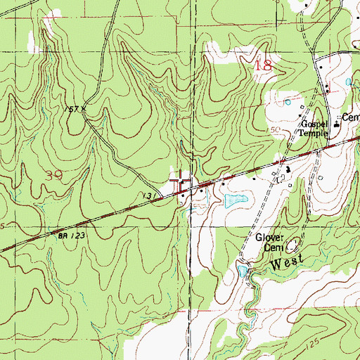 Topographic Map of Donald Chapel, LA