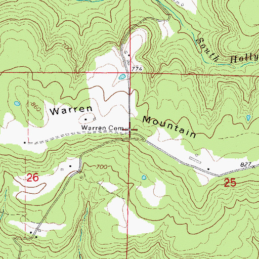 Topographic Map of Warren Cemetery, AR