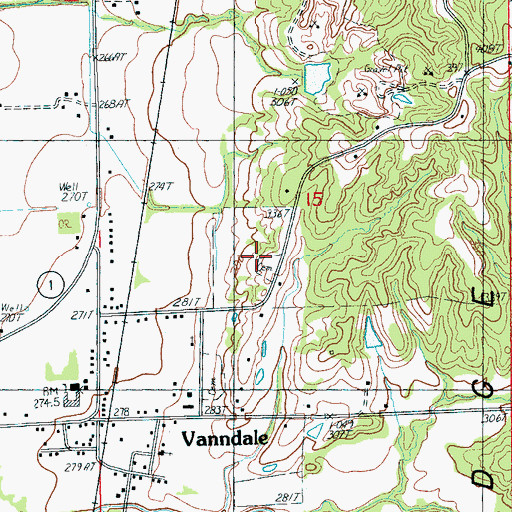 Topographic Map of Warren Cemetery, AR