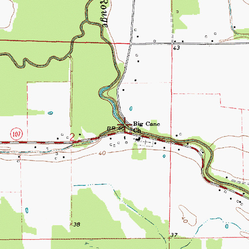 Topographic Map of Dry Bayou, LA