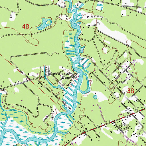 Topographic Map of Dubuisson Cemetery, LA