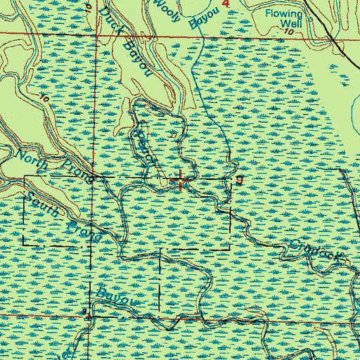 Topographic Map of Duck Bayou, LA