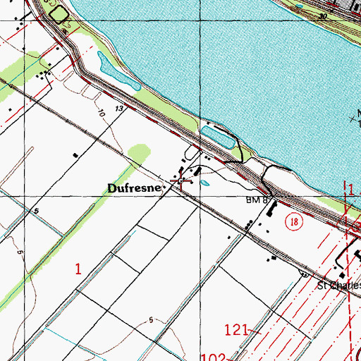 Topographic Map of Dufresne, LA