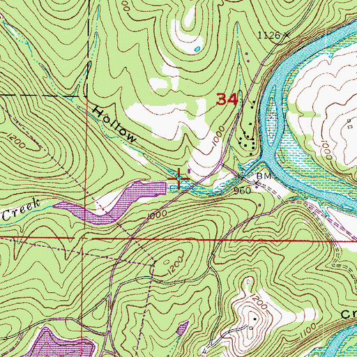 Topographic Map of Warrick Hollow, AR