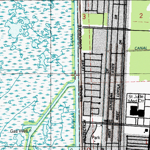 Topographic Map of Duncan Canal, LA