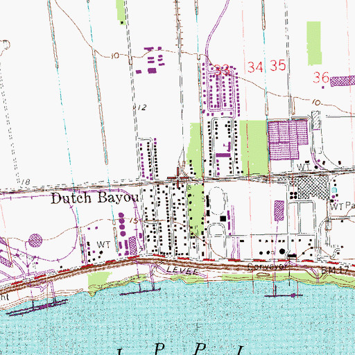 Topographic Map of Dutch Bayou, LA