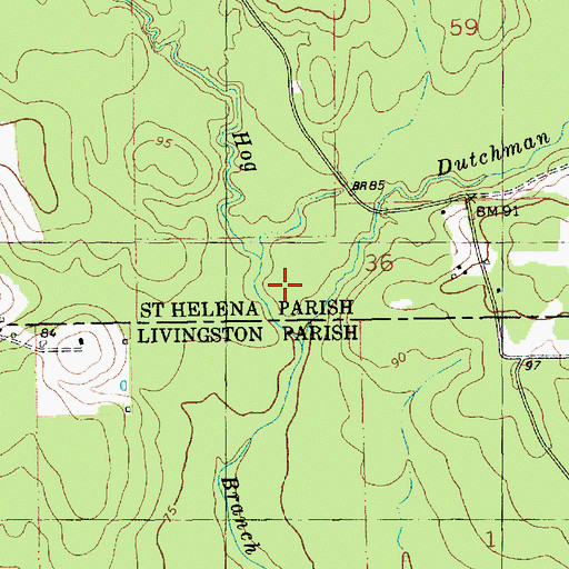 Topographic Map of Dutchman Creek, LA