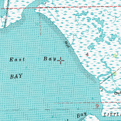 Topographic Map of East Bay, LA