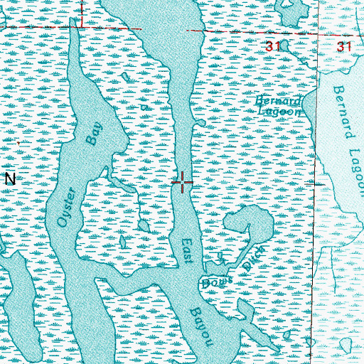 Topographic Map of East Bayou, LA