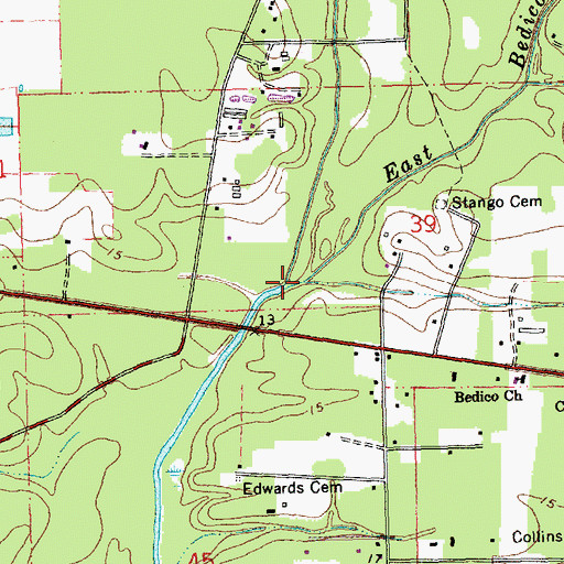 Topographic Map of East Bedico Creek, LA