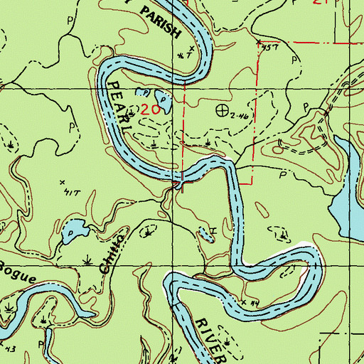 Topographic Map of East Bogue Chitto, LA