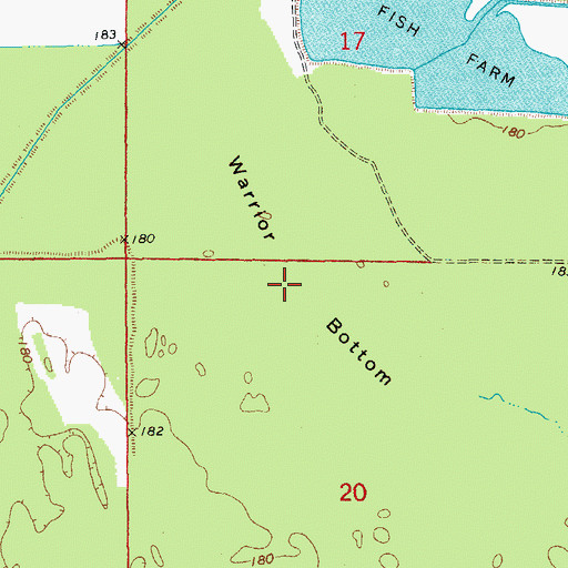 Topographic Map of Warrior Bottom, AR