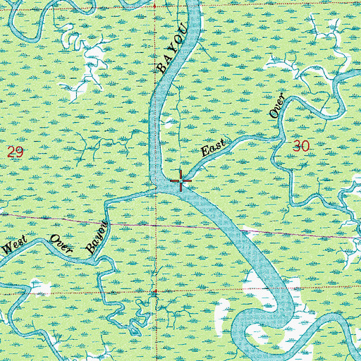 Topographic Map of East Over Bayou, LA