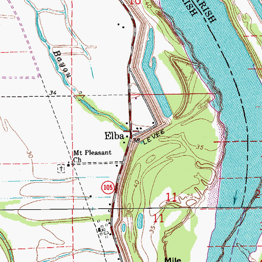 Topographic Map of Elba, LA