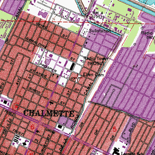 Topographic Map of Ellen Cemetery, LA