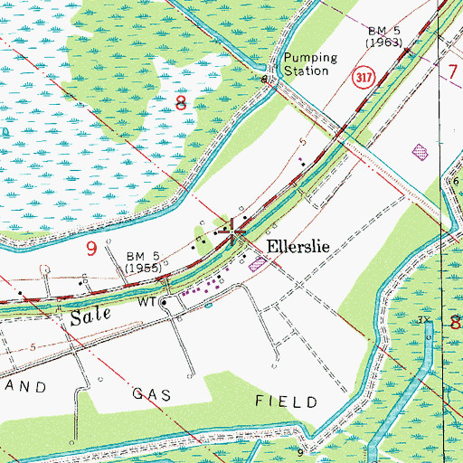 Topographic Map of Ellerslie, LA