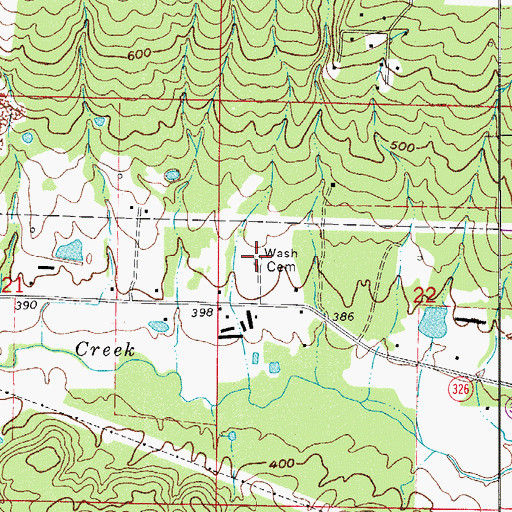 Topographic Map of Washfield Cemetery, AR