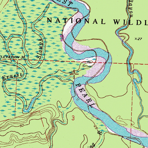 Topographic Map of Ernest Slough, LA