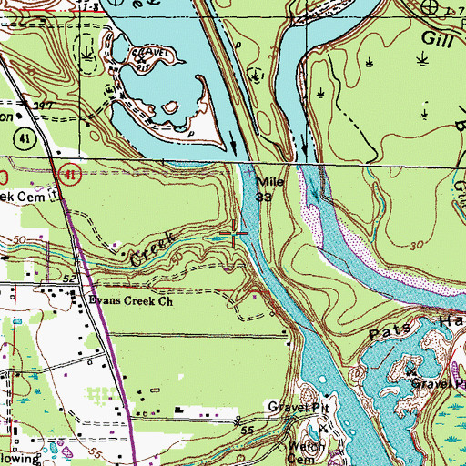 Topographic Map of Evans Creek, LA