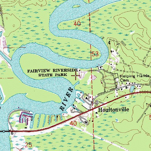 Topographic Map of Fairview Riverside State Park, LA