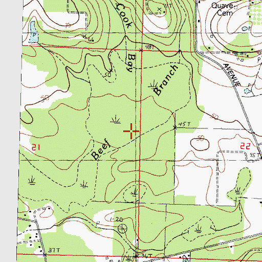 Topographic Map of Fanny Cook Bay, LA