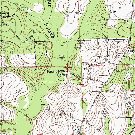 Topographic Map of Fauntleroy Cemetery, LA