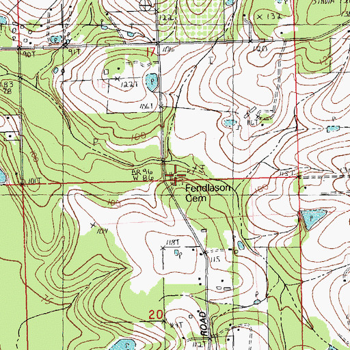 Topographic Map of Fendlason Cemetery, LA