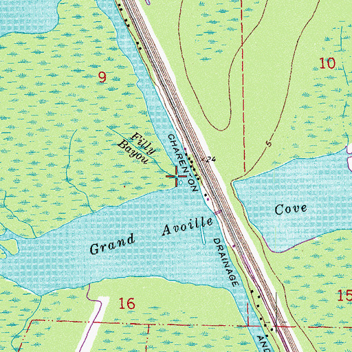 Topographic Map of Filly Bayou, LA
