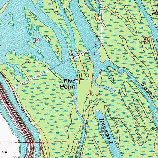 Topographic Map of Five Point, LA
