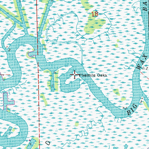 Topographic Map of Fivemile Oaks, LA