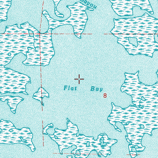 Topographic Map of Flat Bay, LA