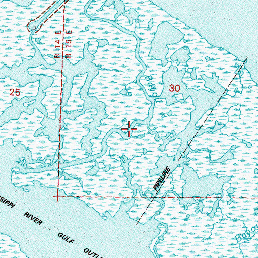 Topographic Map of Flat Bayou, LA