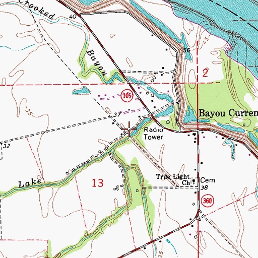 Topographic Map of Flat Lake, LA